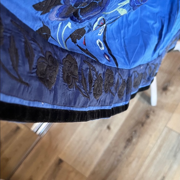 🛑 1 hour sale. Anthropologie, by Lithe, size 8, Black and Blue Floral Midi Dress - Picture 6 of 8